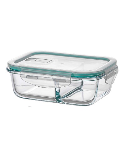 Lunch box Ovenza Transparent Silicone Borosilicate Glass Rectangular 630 ml