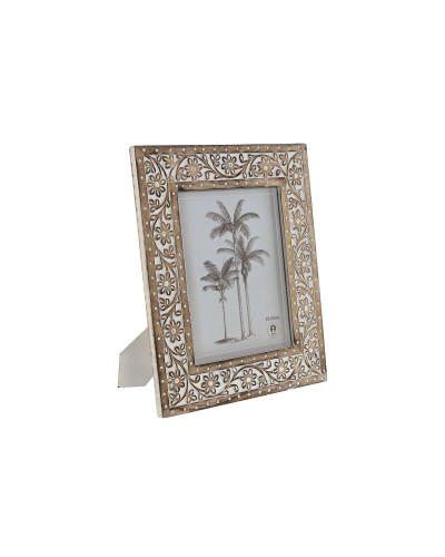 Cornice Portafoto ESPRIT Legno di Mango Bianco Naturale e Cristallo 31,5 x 36,5 cm