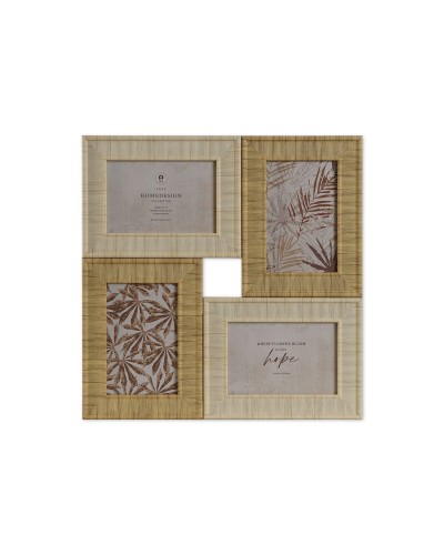 Fotoram Home ESPRIT Beige Naturell Glas polystyren Skandinavisk 36 X 2 X 36 cm