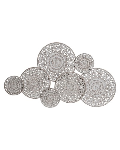 Seinäkoriste DKD Home Decor Mangopuu Trooppinen Ympyrät (108 x 3,5 x 64 cm)