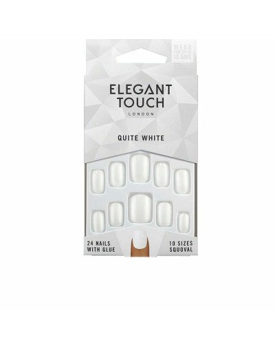 Faux ongles Elegant Touch Polished Colour Arrondie Quite White 24 Pièces (48 uds)