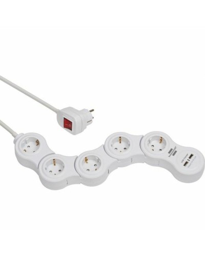 Stopcontactenstrip 5 Tomas met Interruptor Brennenstuhl Vario-Power Wit 3600 W USB x 2 (1,4 m)