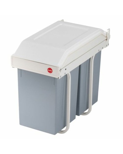 Cubo de basura Hailo Multi-Box duo L Blanco Gris Crema Acero Plástico 2 cajones 14 L Integrable (2 Unidades)