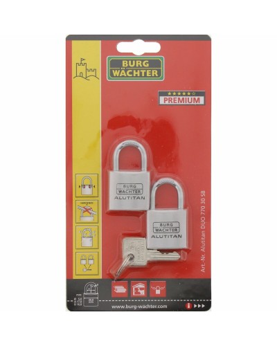 Cadenas Burg-Wachter DUO 770 30 SB en Acier Rectangulaire (2 Unités)
