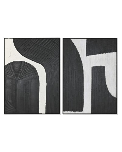 Cadre Home ESPRIT Blanc Noir Abstrait 103 x 4,3 x 143 cm (2 Unités)