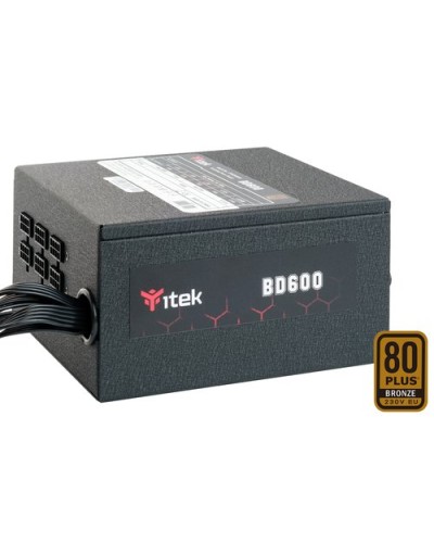 ITEK BD600 600W ATX Power Supply - 12CM HTB Fan - Active PFC - 80PLUS Bronze, ITPSEBD600