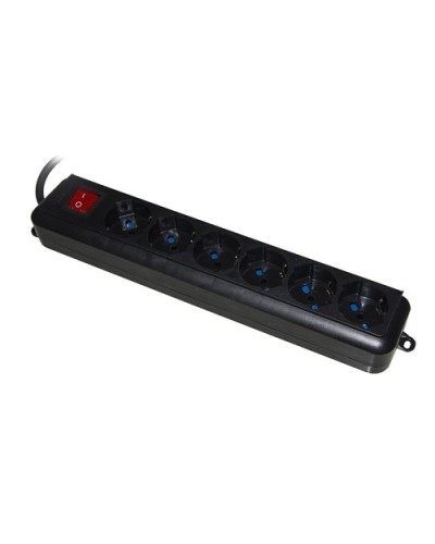 LINK 6-Outlet Universal Power Strip, 10/16A - 16A Plug with Switch, Black LKMP06N