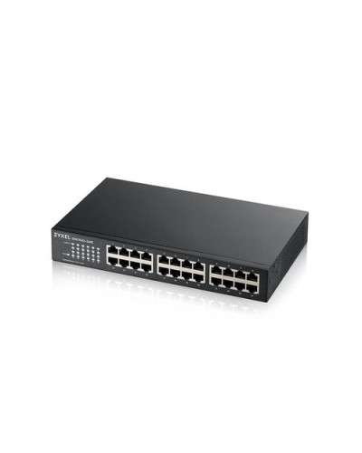 ZYXEL GS-1100-24E Unmanaged Switch, 24 Gigabit Ports, Fanless Design, Desktop/Rack - GS1100-24E-EU0103F