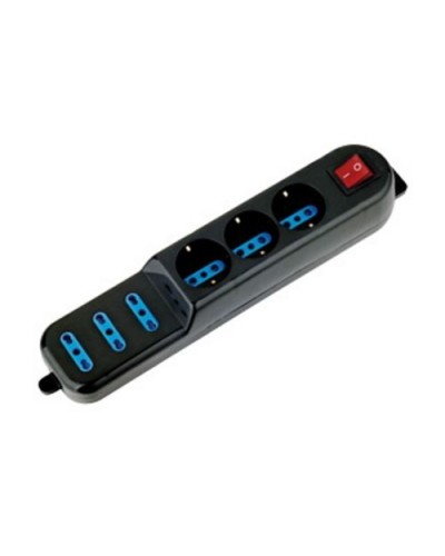 ATLANTIS P011-SL203066 6-Outlet Power Strip with 3 Schuko Outlets and Switch - Black