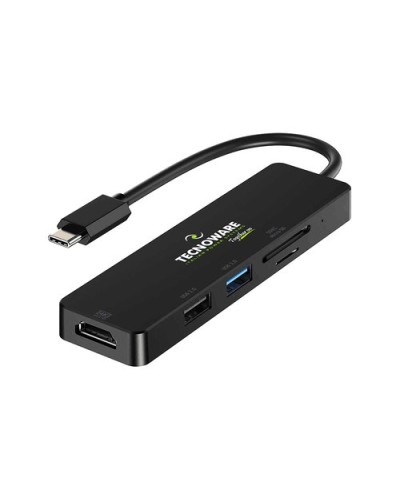 TECNOWARE USB-C HUB 5-in-1 Docking Station: HDMI + USB2.0 + USB3.0 + SDXC & Micro SD Card Slots - FHUB17693