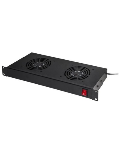 19" Rack Mount Shelf with 2 Fans Black 2 Brackets 483x170x44mm LKFAN2R