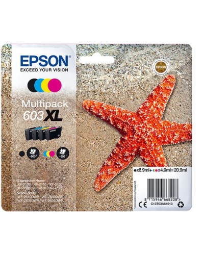 EPSON 603XL Multipack 4-Color Ink Cartridge C13T03A64010 Starfish - Compatible with WF-2820DWF, WF-2840DWF, WF-2870DWF, XP-2150,