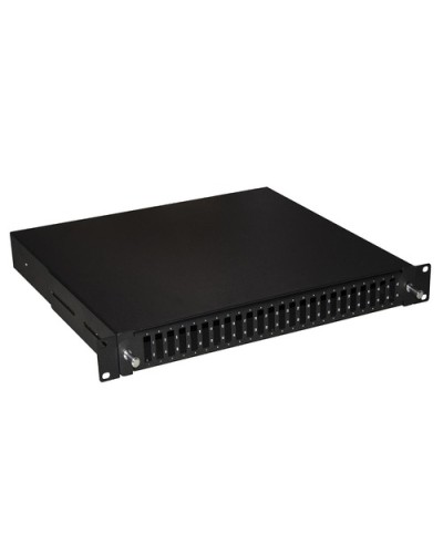 CASSETTO FIBRA OTTICA 24 PORTE PER ADATTATORI SC DUPLEX 1 UNITA' PER INSTALLAZIONE 19" NERO CON BINARI TELESCOPICI LKFO24SCDN