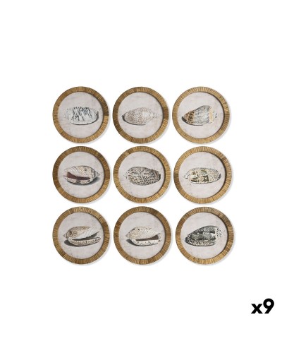 Tavla Home ESPRIT Naturell Medelhavs Snigel 30 x 2 x 30 cm (9 antal)