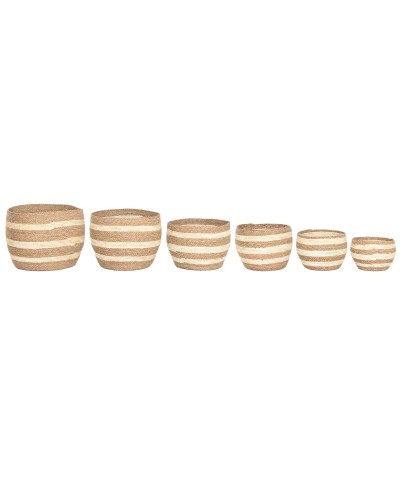 Scatola Decorativa Home ESPRIT Crema Naturale Fibra naturale