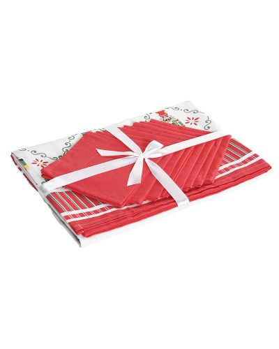 Nappe enduite antitache Home ESPRIT Blanc Rouge Vert Beige (9 Pièces)