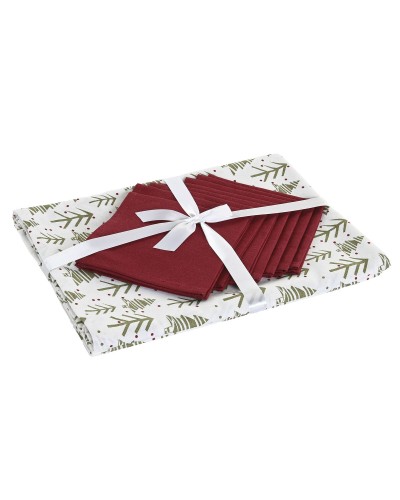 Mantel resinado antimanchas Home ESPRIT Blanco Verde Beige (9 Piezas)