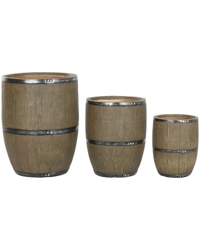 Blumentopf Home ESPRIT Braun Magnesium Cottage 47 x 47 x 61 cm (3 Stücke)