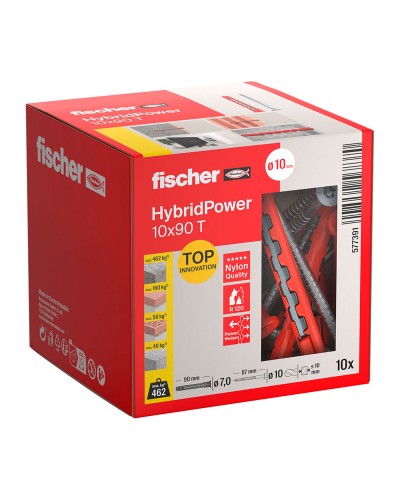 Seinätapit ja ruuvit Fischer hybridpower Ø 7 x 90 mm (10 osaa)