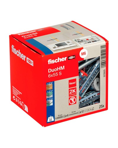 Wandpluggen en schroeven Fischer DUO HM M6 (25 Stuks)