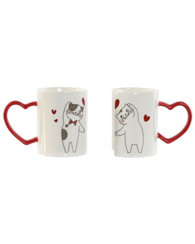Tasses Mug ESPRIT Love (Lot de 2), Design Chats, Blanc et Rouge
