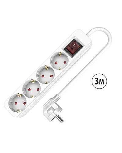 4-socket plugboard with power switch TM Electron 3680 W White (3 m)