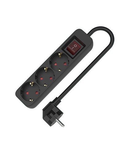 3-voudige Stekkerdoos met Schakelaar TM Electron 3680 W Zwart (1,5 m)