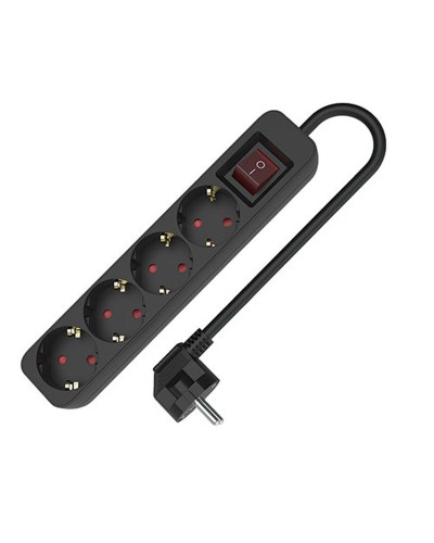 4-voudige Stekkerdoos met Schakelaar TM Electron 3680 W Zwart (1,5 m)