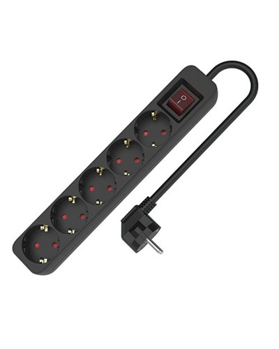 Steckerleiste mit 5 Steckdosen und Schalter TM Electron 3680 W Schwarz (1,5 m)