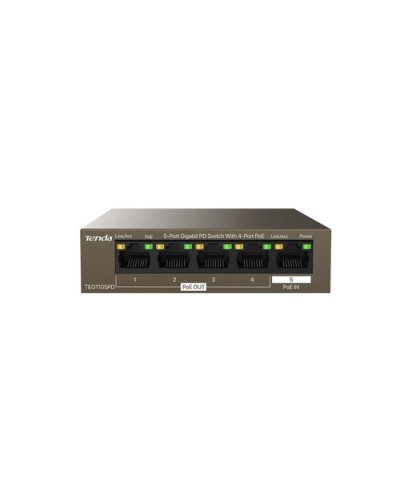 TENDA TEG1105PD 5-Port Gigabit Desktop Switch with 4-Port PoE Out and 1-Port PoE In
