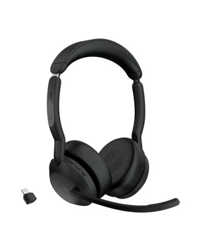 Jabra Evolve2 55 Stereo MS Bluetooth Headset, Noise Cancelling, Microsoft Certified - with Link 380/390C