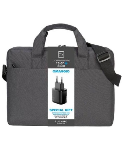TUCANO TLINE BUNDLE BAG 15.6" BLACK + CHARGER - BU-TL-BSBTK15-AC-BK