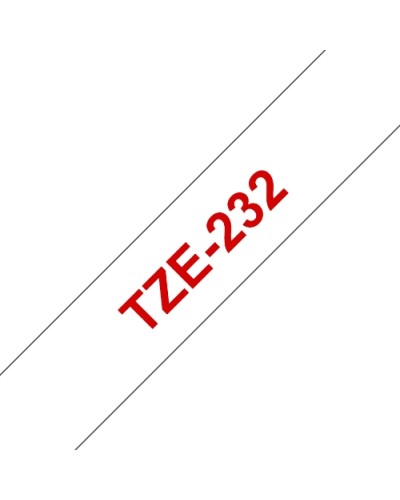 BROTHER TZE232 RED ON WHITE TZ TAPE