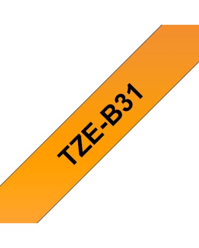 BROTHER TZe-B31 LAMINATED FLUORESCENT BLACK ON ORANGE