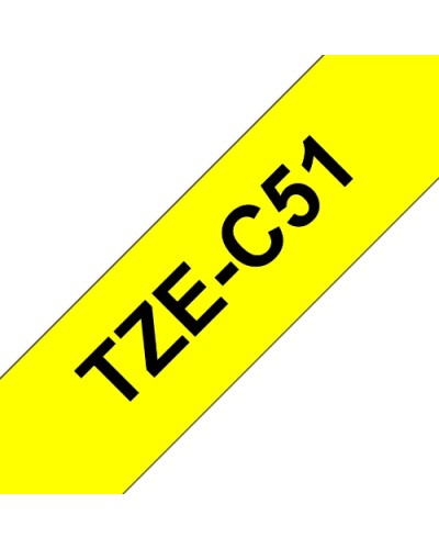 BROTHER TZEC51 BLACK ON FLUORESCENT YELLOW TZ TAPE