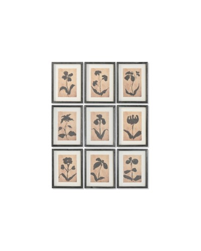 Cuadro Home ESPRIT Marrón Negro Urbano Plantas botánicas 30 x 2 x 40 cm (9 Unidades)