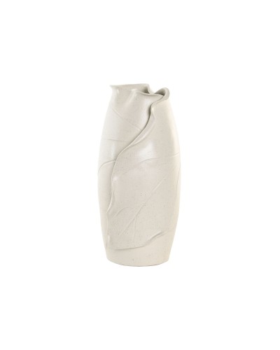 Jarrón Home ESPRIT Blanco Cerámica Estilo artesanal Moderno Hoja de planta 21 x 21 x 40 cm