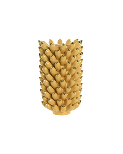Vase Home ESPRIT Yellow Green Ceramic Tropical