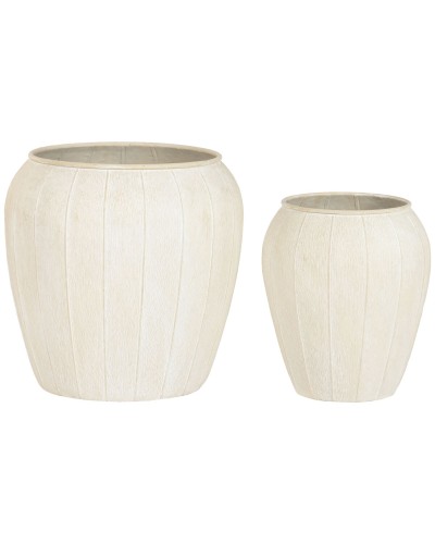 Macetero Home ESPRIT Beige Metal Scandi (2 Piezas)