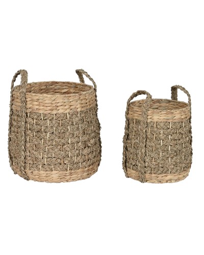 Cesta Decorativa Home ESPRIT Naturale Erba di mare Fibra naturale Tropicale (2 Pezzi)