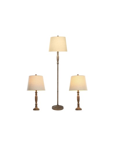 Lampadaire Home ESPRIT Marron Crème 50 W 220 V 38 x 38 x 150 cm (3 Pièces)