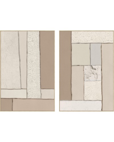 Maalaus Home ESPRIT Ruskea Beige Moderni Skandinaavinen (2 osaa)