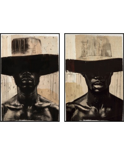 Quadro Home ESPRIT Marrone Nero Coloniale (2 Unità)