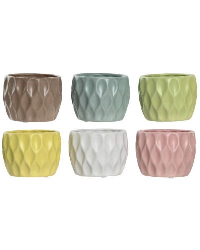 Kruka Home ESPRIT Gul Vit Grön Rosa Dolomite Romb 12 x 12 x 10 cm (6 antal)