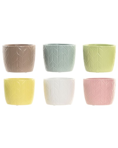 Cache-pot Home ESPRIT Jaune Bleu Blanc Rose Dolomite 12 x 12 x 10 cm (6 Unités)