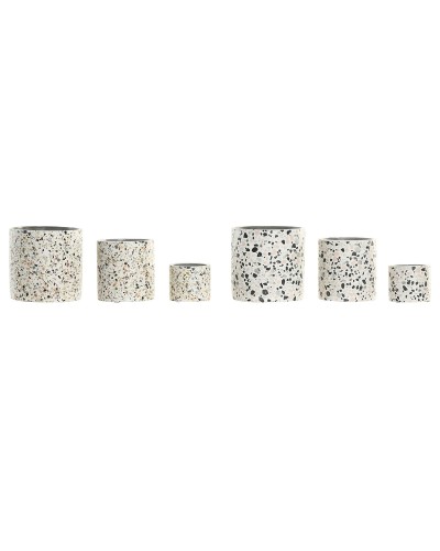 Kruka Home ESPRIT Vit Multicolour Cement Urban 13 x 13 x 13 cm (3 Delar) (2 antal)