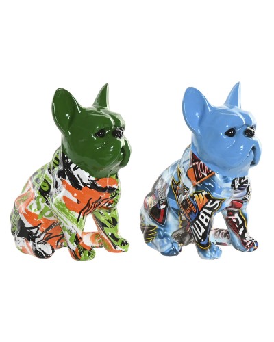 Figurine Décorative Home ESPRIT Bleu Vert Multicouleur Chien 9,5 X 13 X 16 CM (2 Unités)