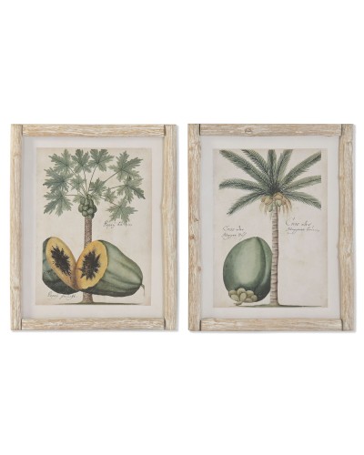 Cadre Home ESPRIT Vert Beige Tropical 40 x 3,5 x 50 cm (2 Unités)