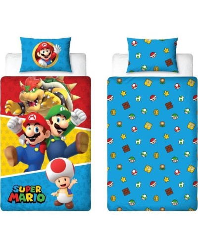 Set di copripiumino Mario Bros 25 x 4 x 30 cm Multicolore Ala francese 2 Pezzi