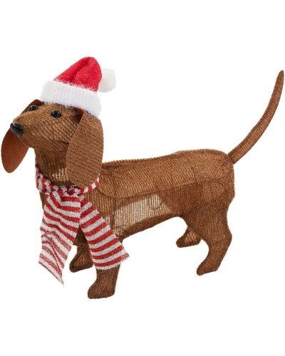 Statua Decorativa BASIC & CO Marrone Cane Cappello di Babbo Natale 70 x 12 x 43 cm